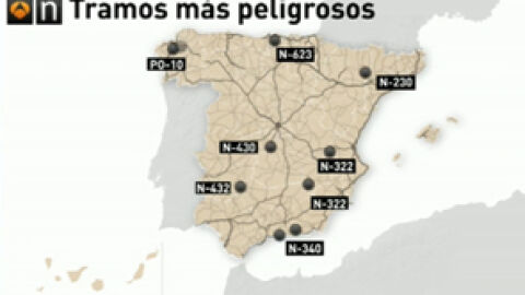 En las carreteras espa&ntilde;olas hay mil kil&oacute;metros de tramos peligrosos