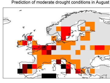 Mapa de predicción de condiciones de sequía moderada en agosto