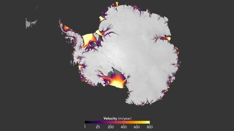 Mapa satelital que mide la descarga de hielo en la Ant&aacute;rtida