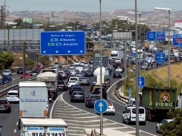 Retenciones de tr&aacute;fico provocadas en la A-7 a la altura del nudo de Espinardo