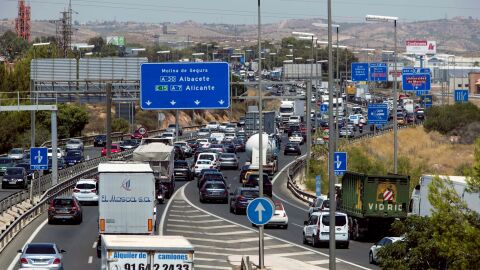 Retenciones de tr&aacute;fico provocadas en la A-7 a la altura del nudo de Espinardo