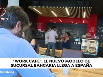 "Work-caf&eacute;": un espacio para trabajar y tomar algo dentro de una sucursal bancaria