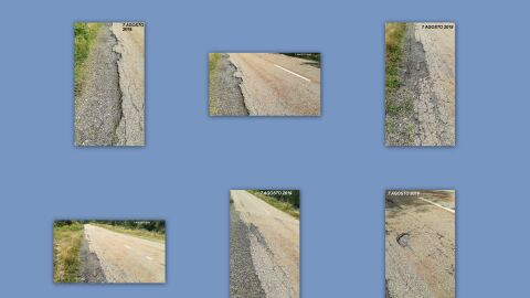 Carretera LE-333.(LEON) Baches y estrechamiento de calzada.Primeros 400 metros a partir del km.3.Adjunto Collage.