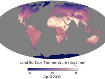 Mapa de la temperatura de la superficie terrestre
