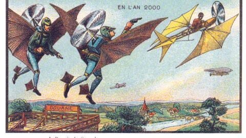 La policía aeronáutica, estampa de Jean-Marc Côté (1899)