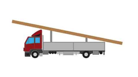 camión con carga que sobresale