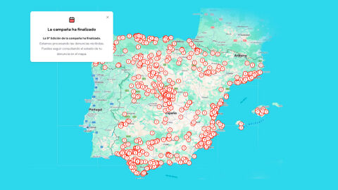Mapa de la plataforma Ponle Freno con las denuncias recibidas Mapa de la plataforma Ponle Freno con las denuncias recibidas