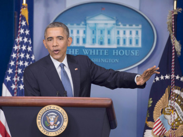 Barack Obama durante la rueda de prensa