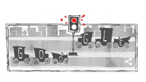 Doodle por el 101º aniversario del primer semáforo eléctrico