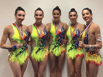 El equipo femenino de gimnasia rítmica