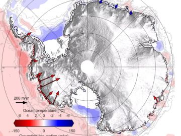 Gráfico del retiro del hielo submarino en la Antártida