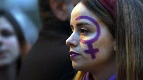 Manifestación día de la mujer (08/03/2019) Miles de personas han participado esta noche en la manifestación feminista celebrada en la plaza del Obradoiro, en Santiago de Compostela