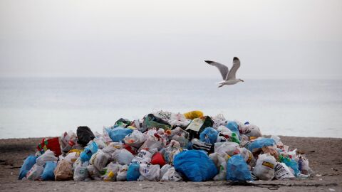 Basura en una playa coru&ntilde;esa tras la fiesta de San Juan