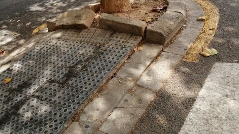 Esta mañana por desgracia una anciana de 97 años ha tenido un accidente cayendo a la via y golpeándose con un bordillo en la cabeza, por el mal estado de los pasos de peatones de la calle pinton maella 9 en valencia.