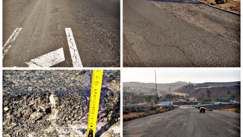 Buenas tardes Me pongo en contacto con ustedes nuevamente para denunciar el estado en el que se encuentra la Calle Ídolo de Jinamar en Jinamar localidad del municipio de Telde en la isla de Gran Canaria. Como pueden observar en las fotografías adjuntas la señalización horizontal es inexistente, dificultando el tránsito de los vehículos por dicha calle ya que los carriles no se encuentran definidos. A esto hay que sumar la multitud de socavones, parches, etc que hay que sortear al paso por la misma. Se agradece vuestra iniciativa. Un saludo 