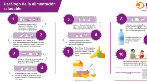 Dec&aacute;logo de la alimentaci&oacute;n saludable