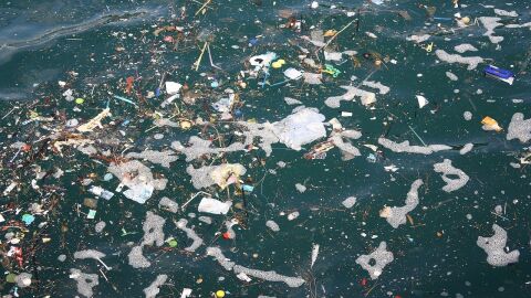 Basura el agua de un río Basura el agua de un río