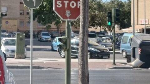 Se&ntilde;al tapada por &aacute;rbol