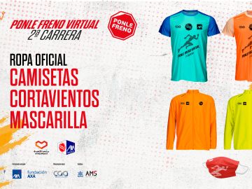 Camisetas, cortavientos y mascarillas de la 2º Carrera Ponle Freno Virtual