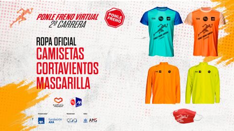 Camisetas, cortavientos y mascarillas de la 2º Carrera Ponle Freno Virtual