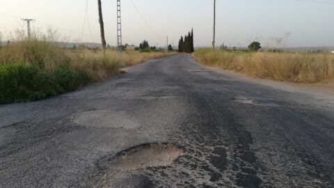 Carretera de Valencia en mal estado