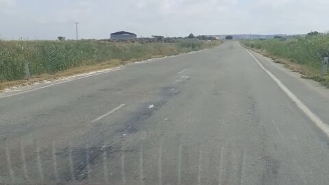 Carretera de Zaragoza en mal estado