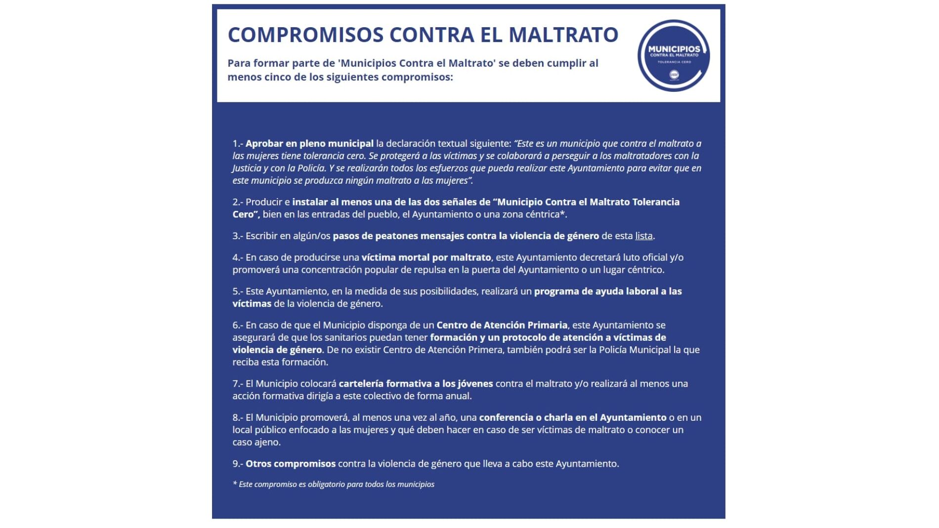 Compromisos para ser un Municipio contra el Maltrato