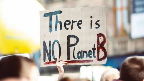 Cartel contra el cambio clim&aacute;tico.