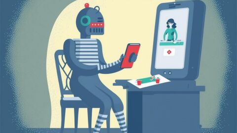 Un robot escribe un poema en su habitación de adolescente - Midjourney
