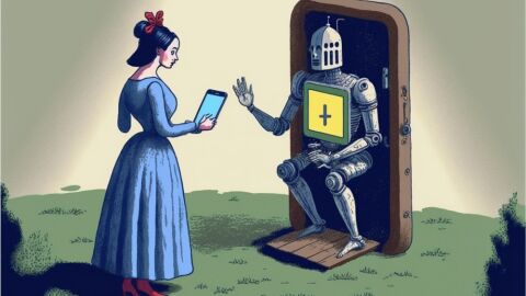 Robot escribe un poema mientras videochatea - Midjourney Robot escribe un poema mientras videochatea - Midjourney