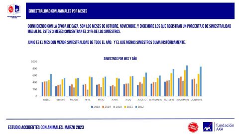 Siniestralidad con animales por meses Siniestralidad con animales por meses