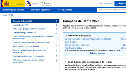 Web oficial de la campa&ntilde;a de la Renta 2022. 